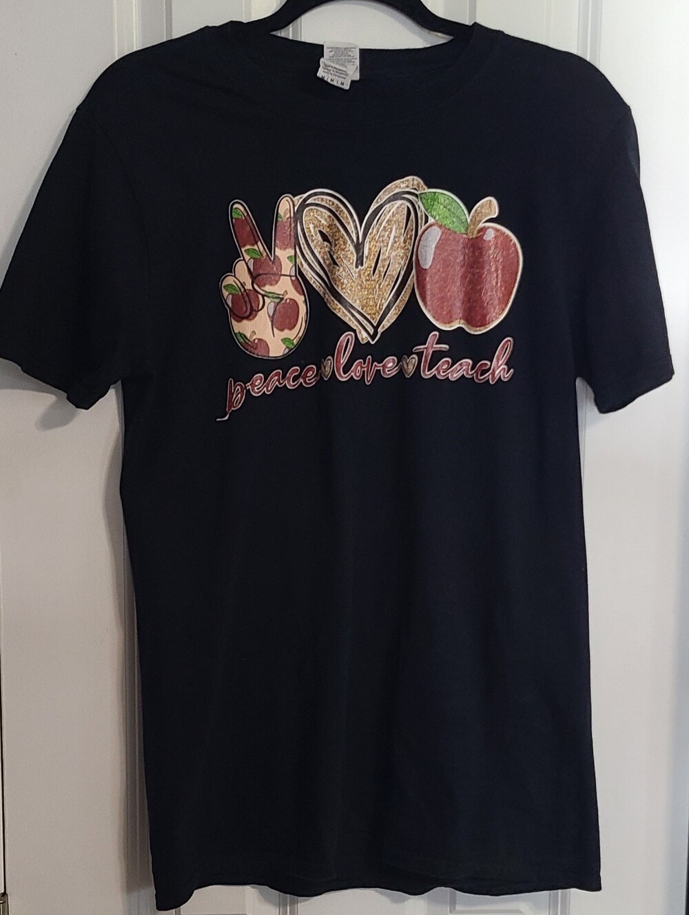 Gildan Black "Peace Love Teach" Graphic Tee